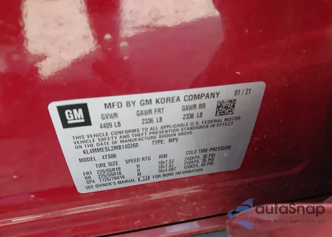 2021 Buick Encore Gx Awd Select from USA, damaged, VIN KL4MMESL2MB140260